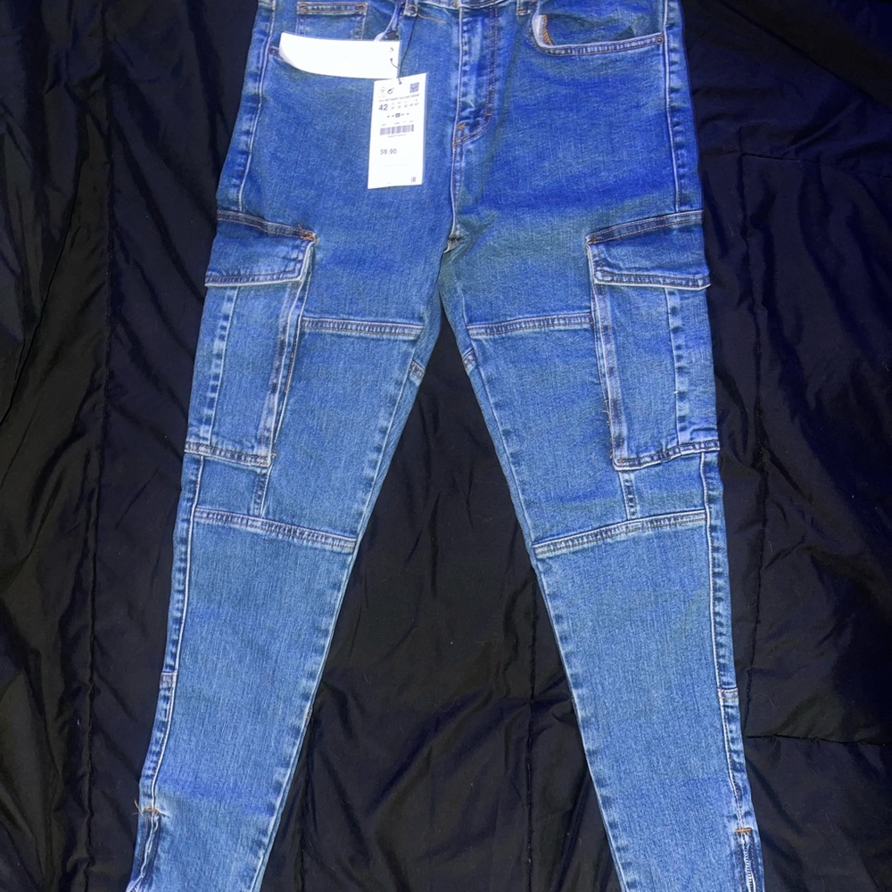 Blue Denim Cargo Jeans
